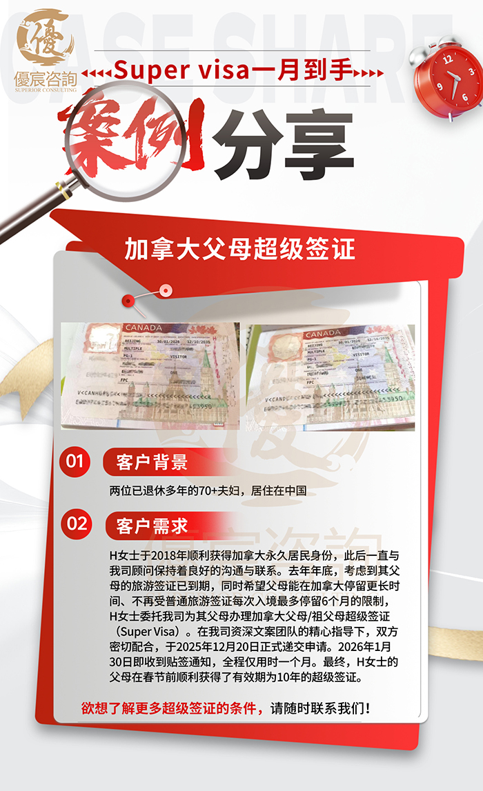 祝贺H女士父母成功办理加拿大父母超级签证