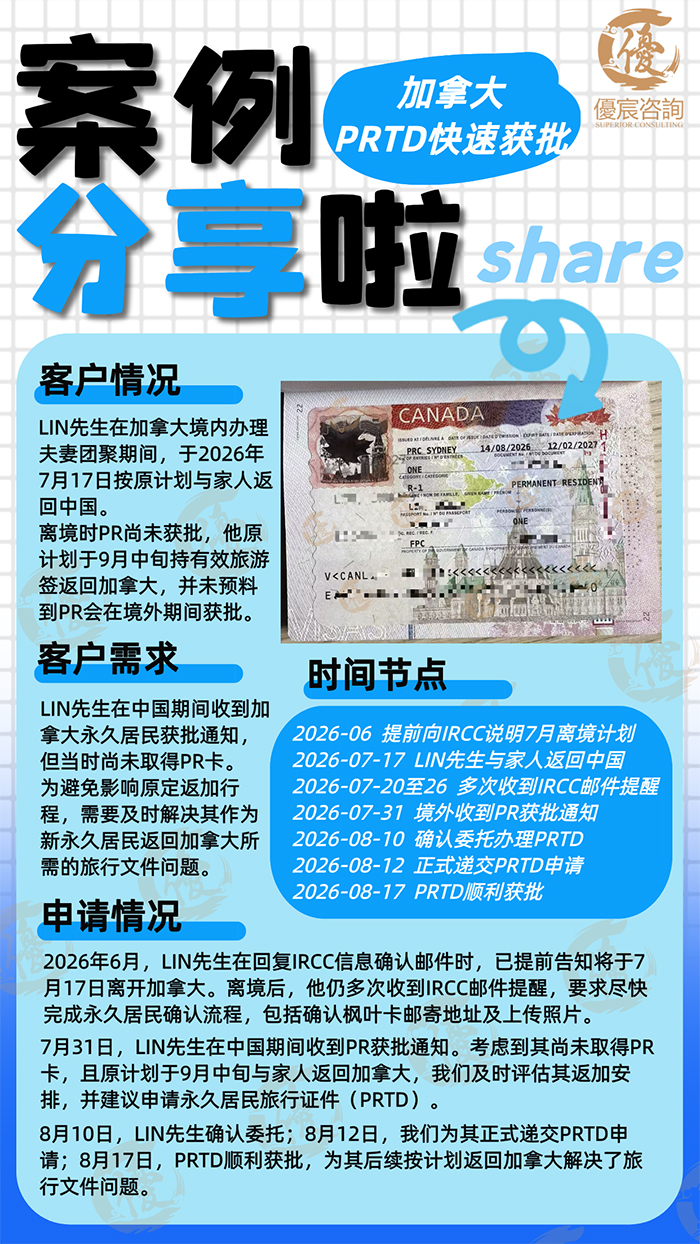 恭喜LIN先生通过优宸咨询文案申请PRTD顺利获批